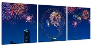 Kép - tűzijáték Miamiban (órával) (90x30 cm)
