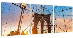 Kép - Brooklyn, híd, Manhattan, New York (órával) (90x30 cm)