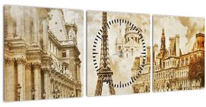 Kép - Párizsi műemlékek (órával) (90x30 cm)