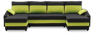Nagyméretű szétnyitható ülőgarnitúra SPARTA PLUS COLOR Fekete + zöld