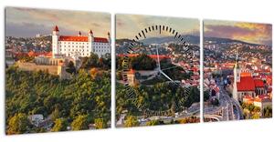 Kép - panoráma, Pozsony, Szlovákia (órával) (90x30 cm)
