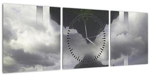 Kép - Hegyek Izlandon, geometrikus kollázs (órával) (90x30 cm)