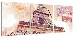 Kép - Kilátás Párizsból (órával) (90x30 cm)