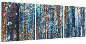 Kép - téli erdő (órával) (90x30 cm)
