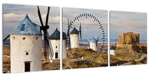 Kép - Consuegra szélmalmai, Spanyolország (órával) (90x30 cm)
