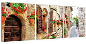 Kép - festői olasz sikátor (órával) (90x30 cm)