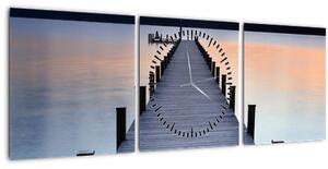 Kép - Móló a Starnberger-tónál, Bajorország, Németország (órával) (90x30 cm)