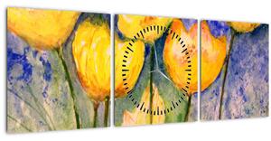 Kép - sárga tulipán (órával) (90x30 cm)