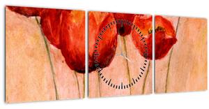 Kép - piros tulipán (órával) (90x30 cm)