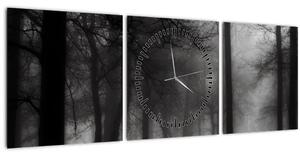Kép - erdő a ködben (órával) (90x30 cm)