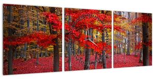 Kép - vörös erdő (órával) (90x30 cm)