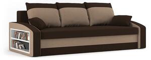 HEWLET kanapéágy polccal, normál szövet, hab töltőanyag, bal oldali polc, barna / cappuccino