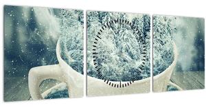 Kép - Téli világ egy bögrében (órával) (90x30 cm)