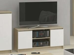 Akord - CLP 140 cm-es TV Szekrény - Sonoma Tölgy/Fehér - Két Ajtós, Egy Polcos, Laminalt Lemez, Modern Stílus