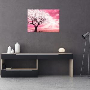 Rózsaszín fa képe (üvegen) (70x50 cm)