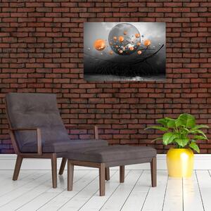 Narancssárga gömbök képe (üvegen) (70x50 cm)