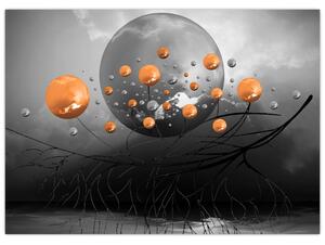 Narancssárga gömbök képe (üvegen) (70x50 cm)