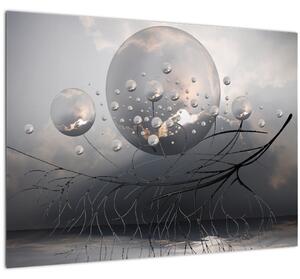 Absztrakt gömbök képe (üvegen) (70x50 cm)