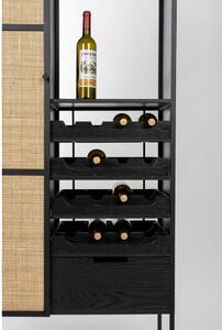 Fekete rattan bortartó szekrény 16 palackhoz, 80x175 cm Guuji - White Label