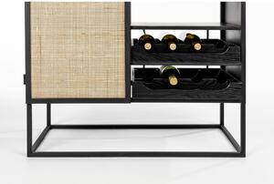 Fekete rattan bortartó szekrény 8 palackhoz, 80x100 cm Guuji - White Label