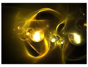 Absztrakt kép sárga gömbök (üvegen) (70x50 cm)