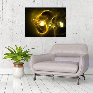 Absztrakt kép sárga gömbök (üvegen) (70x50 cm)