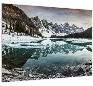 Kép - tó télen (üvegen) (70x50 cm)
