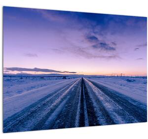 A téli út képe (üvegen) (70x50 cm)