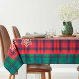 Cherry bársonyos tapintású karácsonyi asztalterítő piros/zöld 140x200 cm
