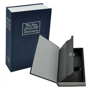 Könyv alakú biztonsági doboz, 23 x 16 x 6 cm, kék, nagy méret