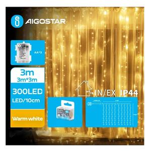 Aigostar B.V. Aigostar - LED Karácsonyi kültéri lánc 300xLED/8 funkció 3xAA 6x2m IP44 meleg fehér AI1345