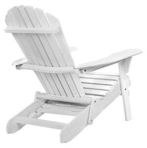 Fa kerti szék kihúzható lábtartóval - fehér