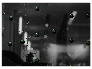 Absztrakt kép - zöld golyó (üvegen) (70x50 cm)