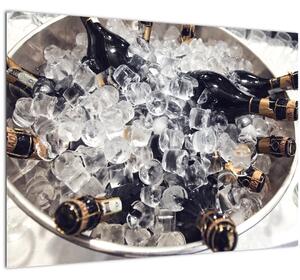 Kép - pezsgő a jégben (üvegen) (70x50 cm)