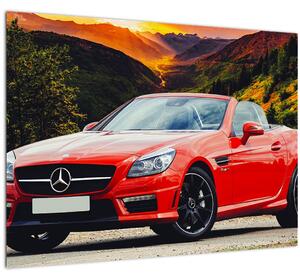 Kép - piros Mercedes (üvegen) (70x50 cm)