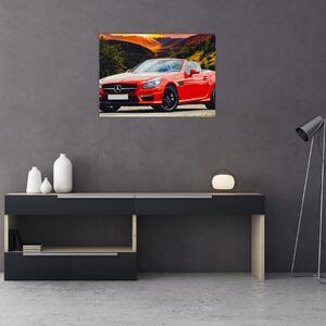 Kép - piros Mercedes (üvegen) (70x50 cm)