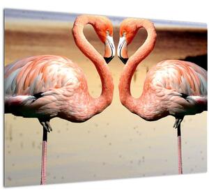 Kép - két flamingó (üvegen) (70x50 cm)