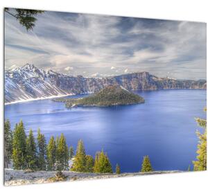 Kép egy hegyi tóról (üvegen) (70x50 cm)
