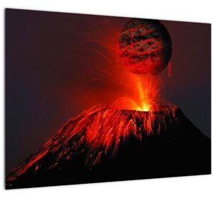 Egy vulkán képe (üvegen) (70x50 cm)