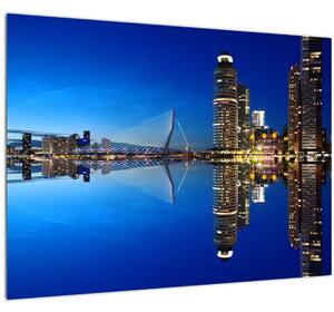 Kép - éjszaka Rotterdam (üvegen) (70x50 cm)