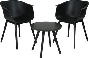Juego De Muebles De Patio De 3 Piezas Pp Negro Progarden