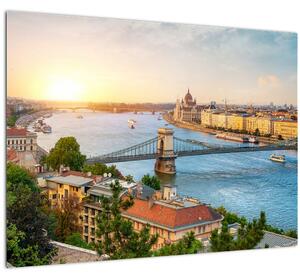 Budapest képe folyóval (üvegen) (70x50 cm)