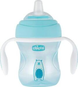 Chicco Transition Cup csöpögésmentes, szilikoncsőrös itatópohár fülekkel 4 hó+ 200 ml (kék)