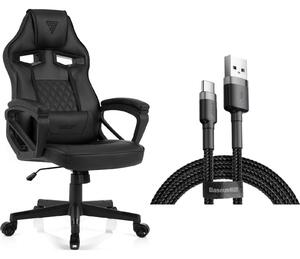 SENSE7 Knight gamer szék fekete műbőr + USB kábel
