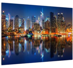Manhattan képe éjjel (üvegen) (70x50 cm)