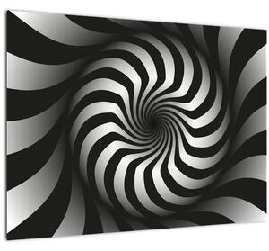 Absztrakt kép egy fekete-fehér spirál (üvegen) (70x50 cm)