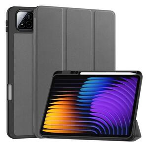 Gigapack Tok álló, bőr hatású (aktív FLIP, oldalra nyíló, TRIFOLD, asztali tartó, ceruza tartó) SÖTÉTSZÜRKE Xiaomi Pad 7 Pro / Pad 7 " csomagolás" (GP-168365)