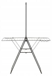 Brabantia HangOn Drying Rack ruhaszárító állvány, 20m szárítási hossz, felhajtható vállfa tartórúddal, 6db ruhaakasztó kampó, 12+10kg teherbírás, összecsukható, acél, matt fekete - 403620