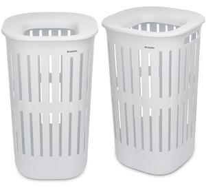 Brabantia Collect-It Laundry Basket Set of 2, magasított szennyestartó kosár szett levehető Quick-Drop fedővel, 2db-os, 55L, szellőző test, újrahasznosított műanyag, fehér - 247880