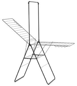 Brabantia HangOn Drying Rack ruhaszárító állvány, 25m szárítási hossz, felhajtható vállfa tartórúddal, 8db ruhaakasztó kampó, 12+10kg teherbírás, összecsukható, acél, matt fekete - 403521